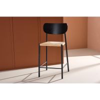 Polsty barkruk met rugleuning - rattan