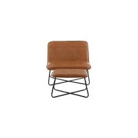 Svea Selo fauteuil met voetenbank - lederlook - cognac