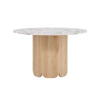 Schneider ronde eettafel - ø120 cm - marmerlook/naturel