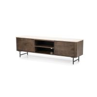 TV meubel Lio - Mango hout & travertin - 170 cm - 2 deurs