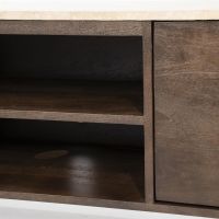 TV meubel Lio - Mango hout & travertin - 200 cm - 3 deurs