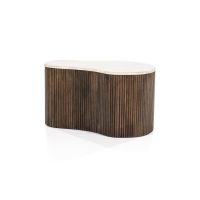 Organische salontafel Mari - 70x47x38 cm - Mango hout & travertin