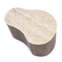 Organische salontafel Mari - 70x47x38 cm - Mango hout & travertin