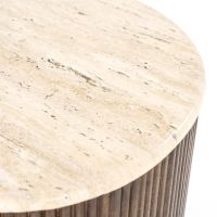 Organische salontafel Mari - 70x47x38 cm - Mango hout & travertin