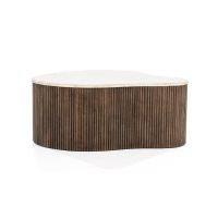 Organische salontafel Mari - 83x72x34 cm - Mango hout & travertin