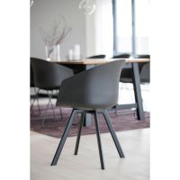 Nøra Teneo armstoel | zwart metaal onderstel | stof Spy - grijs