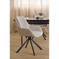 Nøra Alva draaibare armstoel | zwart metaal onderstel | stof Caso - zand