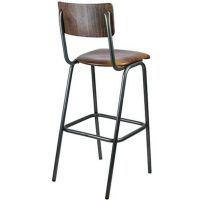 Barstoel Edison Donkerbruin Hout / PU-leer 82 cm