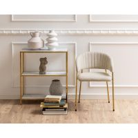 Eira armstoel | goud metaal onderstel | stof Basel - beige