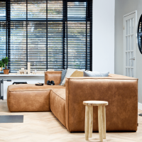 Hoekbank Bean Leder Links Cognac van het woonmerk WOOOD