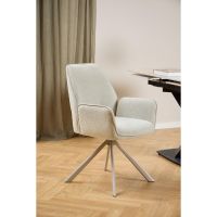 Nøra Linsa draaibare armstoel | grijs metaal onderstel | stof Apia - beige