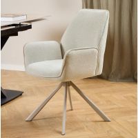 Nøra Linsa draaibare armstoel | grijs metaal onderstel | stof Apia - beige