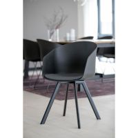 Nøra Teneo armstoel | zwart metaal onderstel | stof Spy - grijs