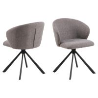 Nøra Orix draaistoel | zwart metaal onderstel | stof Basel - lichtgrijs/bruin