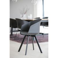 Nøra Teneo armstoel | zwart metaal onderstel | stof Spy - grijs