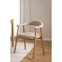 Lykke armstoel | naturel oak onderstel | stof Danny - beige
