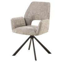 Nøra Linsa draaibare armstoel | zwart metaal onderstel | stof Juto - grijs