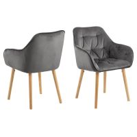 Kari armstoel | naturel oak onderstel | stof Vic - donkergrijs