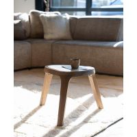 Fred bijzettafel organisch - bruin hout/marmer