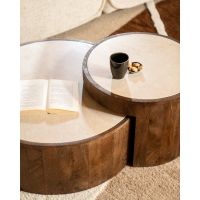 Salontafels Hazel - mangohout & marmer - set van 2