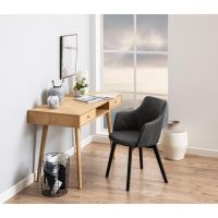 Freja armstoel | zwart metaal onderstel | stof Preston - antraciet