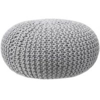 Gebreide poef lichtgrijs 70 cm