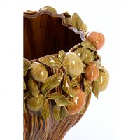 Lemoni vaas deco Ø38x33 cm - keramiek bruin-oranje+groen