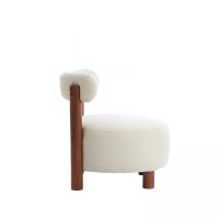 Light & Living Ferentino fauteuil - acacia hout/bouclé crème