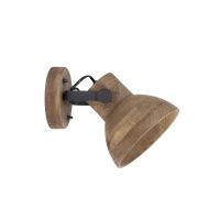 Ilanio wandlamp 21x17x19 cm - hout bruin/mat zwart