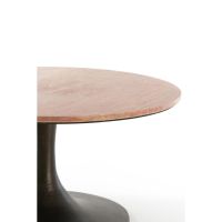 Dolin bijzettafel Ø75x38 cm - rood travertin/donkerbruin