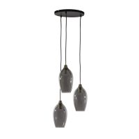 Lukaro hanglamp 3L Ø35x32 cm - antiek brons/glas smoke