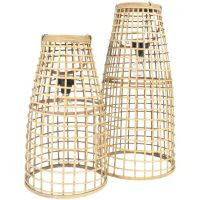 Lantaarn Anzu Naturel met LED - Set van Twee