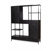 York vakkenkast - 160 cm - mangohout - zwart