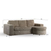Niall 3-zits hoekbank links/rechts lord ribstof - beige
