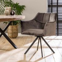 Ramon eetkamerstoel velvet draaibaar antraciet van het woonmerk Fraaai