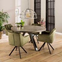 Ramon eetkamerstoel velvet draaibaar groen van het woonmerk Fraaai