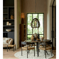 Light & Living Delmar fauteuil - hout donker bruin + zeegras