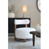 Light & Living Ferentino fauteuil - acacia hout/bouclé crème