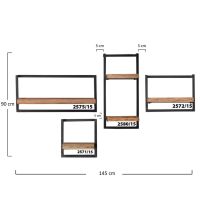 Woody metaal wandplank - bundel set van vier 145 cm