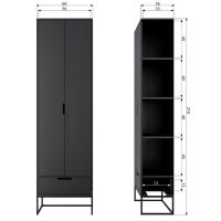 Woood Silas hoge kast essen blacknight 210x60x36cm