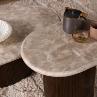 Starfurn Bijzettafel Noel 60 cm - donkerbruin/marmer