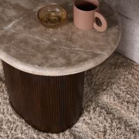 Starfurn Bijzettafel Noel 60 cm - donkerbruin/marmer