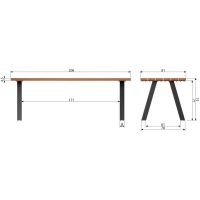 Woood Tablo outdoor eettafel naturel met A-poot metaal