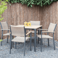 Arezzo terrastafel 90 cm & 4x terrasstoel wicker