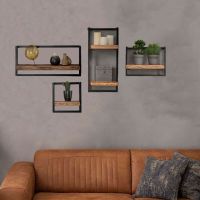 Woody metaal wandplank - bundel set van vier 145 cm