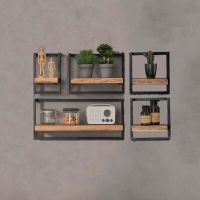 Woody metaal wandplank - bundel set van vijf 100x65 cm