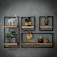 Woody metaal wandplank bundel set van vier 100 cm
