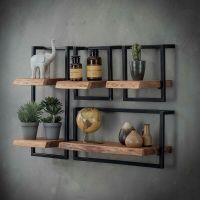 Woody metaal wandplank bundel set van vier 100 cm