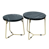 Starfurn Salontafel Caly set van 2 - Ø45 cm - zwart marmer