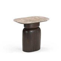 Bijzettafel Silva 56 cm - donkerbruin/marmer